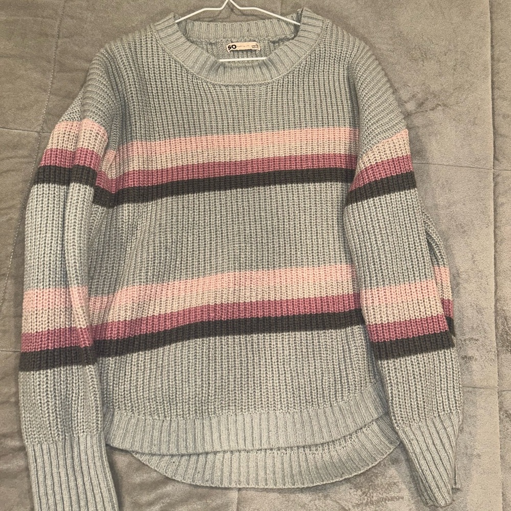 SO Women's Sweater - Pink & Gray Stripes